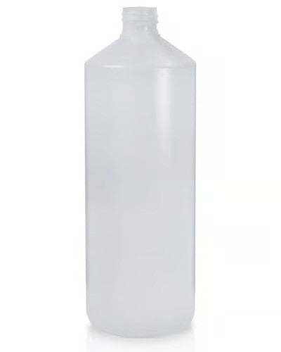 1 Litre Natural HDPE Plastic Round Bottle 28mm Neck - 28p Per Bottle